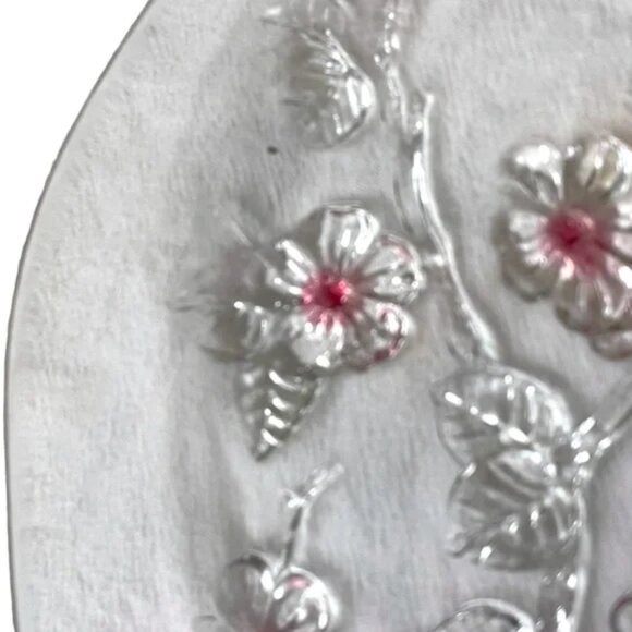 Vtg WALTHER glass server plate CHERRY BLOSSOM BRANCH charmingly asymmetrical - Picture 3 of 10